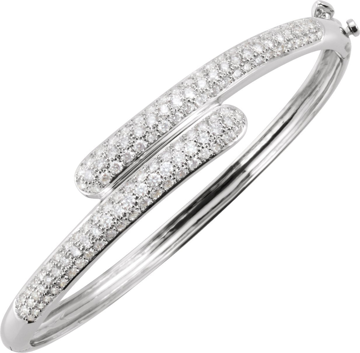 14K White 3 CTW Diamond Bangle Bracelet