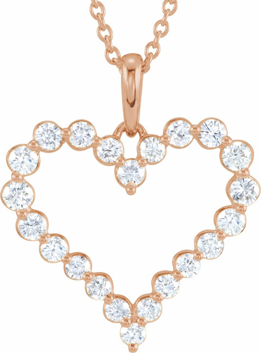 14K Rose 1 CTW Diamond Heart 18 Necklace
