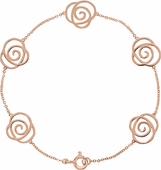 14K Rose Floral-Inspired Bracelet