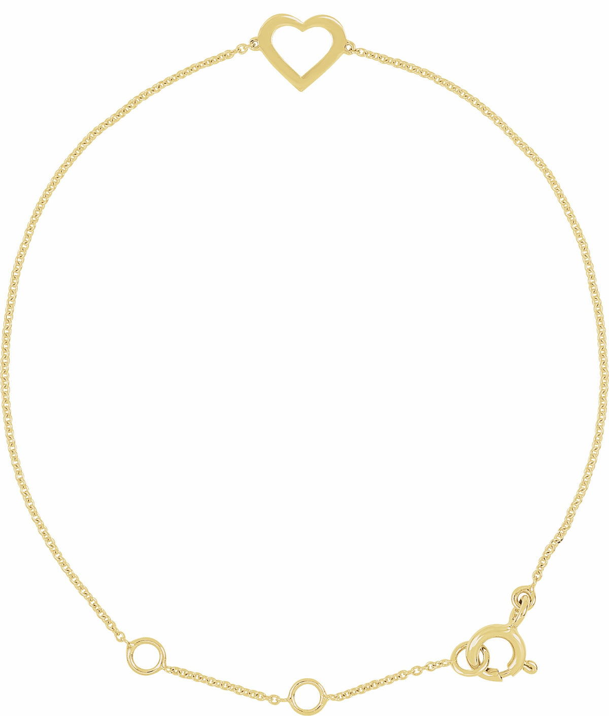 14K Yellow Heart Design 7 Bracelet