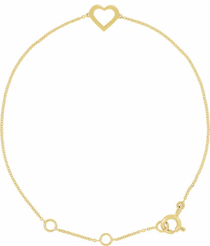 14K Yellow Heart Design 7 Bracelet