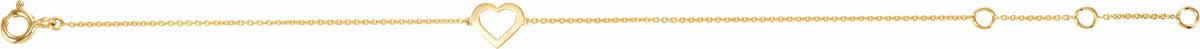 14K Yellow Heart Design 7 Bracelet