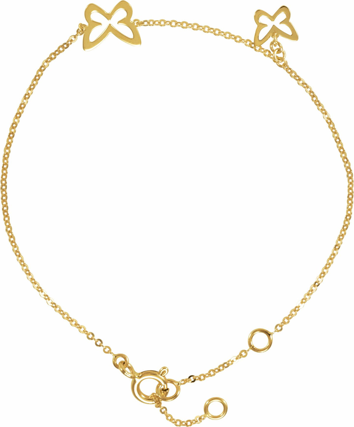 14K Yellow Butterfly Design 7 Bracelet
