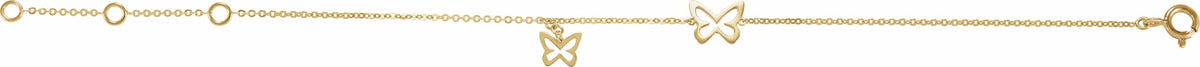 14K Yellow Butterfly Design 7 Bracelet