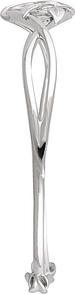 14K White .05 CTW Diamond Leaf Design Cuff Bracelet