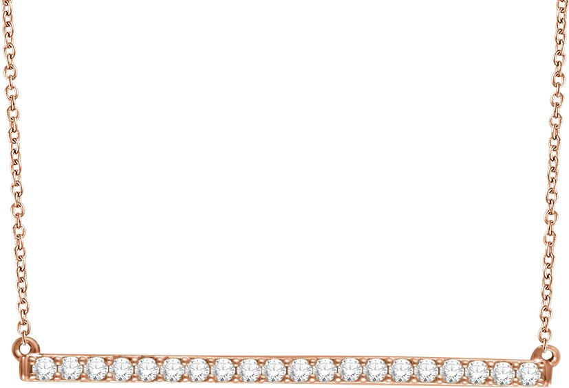 14K Rose 1/6 CTW Diamond Bar 16-18 Necklace