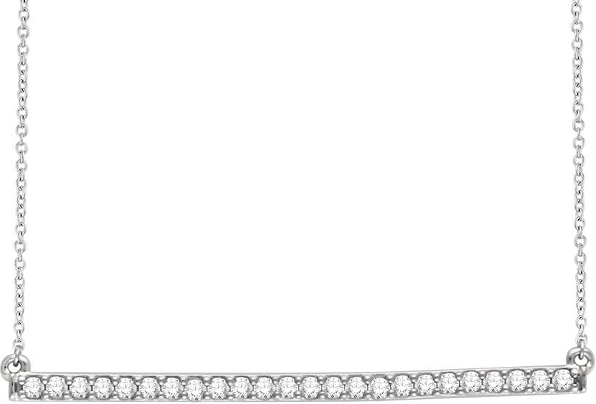 14K White 1/3 CTW Diamond Bar 16-18 Necklace