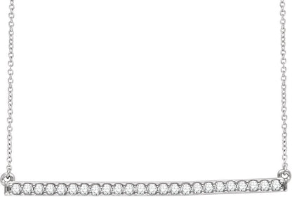 14K White 1/3 CTW Diamond Bar 16-18 Necklace
