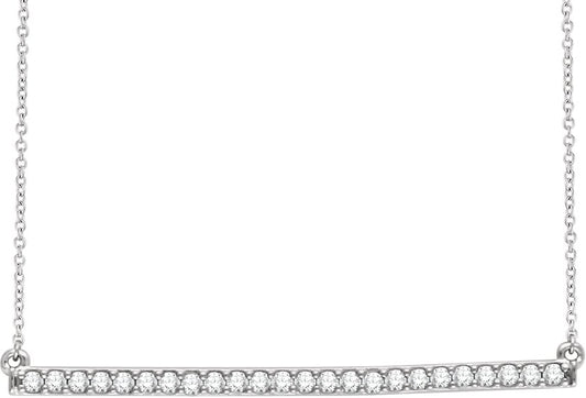 14K White 1/3 CTW Diamond Bar 16-18 Necklace