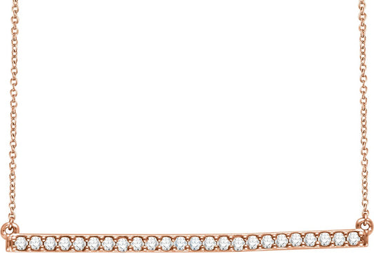 14K Rose 1/3 CTW Diamond Bar 16-18 Necklace