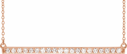 14K Rose 1/2 CTW Diamond Bar 16-18 Necklace