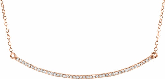 14K Rose 1/6 CTW Diamond Bar 16-18 Necklace