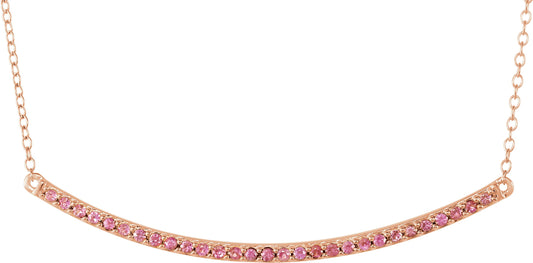 14K Rose Pink Sapphire Bar 16-18 Necklace