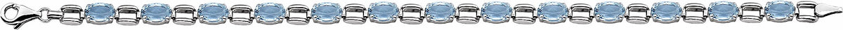 14K White 7x5 mm Oval Sky Blue Topaz 7 Bracelet