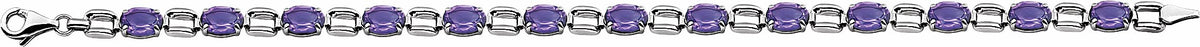 14K White 7x5 mm Oval Amethyst 7 Bracelet