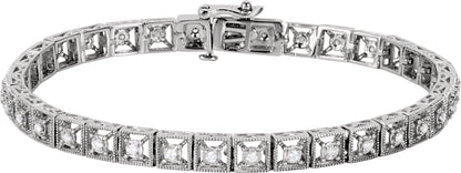 14K White 1/2 CTW Diamond Fashion Tennis 7 Bracelet