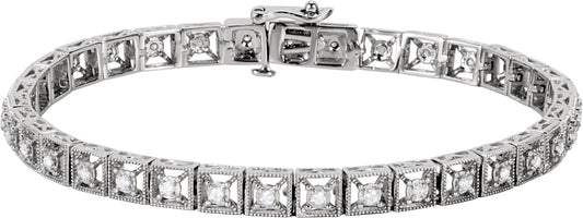 14K White 1/2 CTW Diamond Fashion Tennis 7 Bracelet