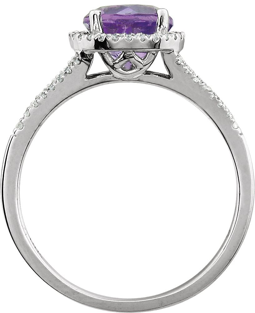 14K White Amethyst & 1/5 CTW Diamond Ring