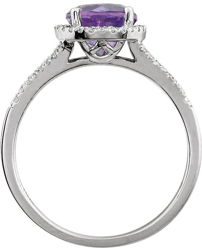 14K White Amethyst & 1/5 CTW Diamond Ring