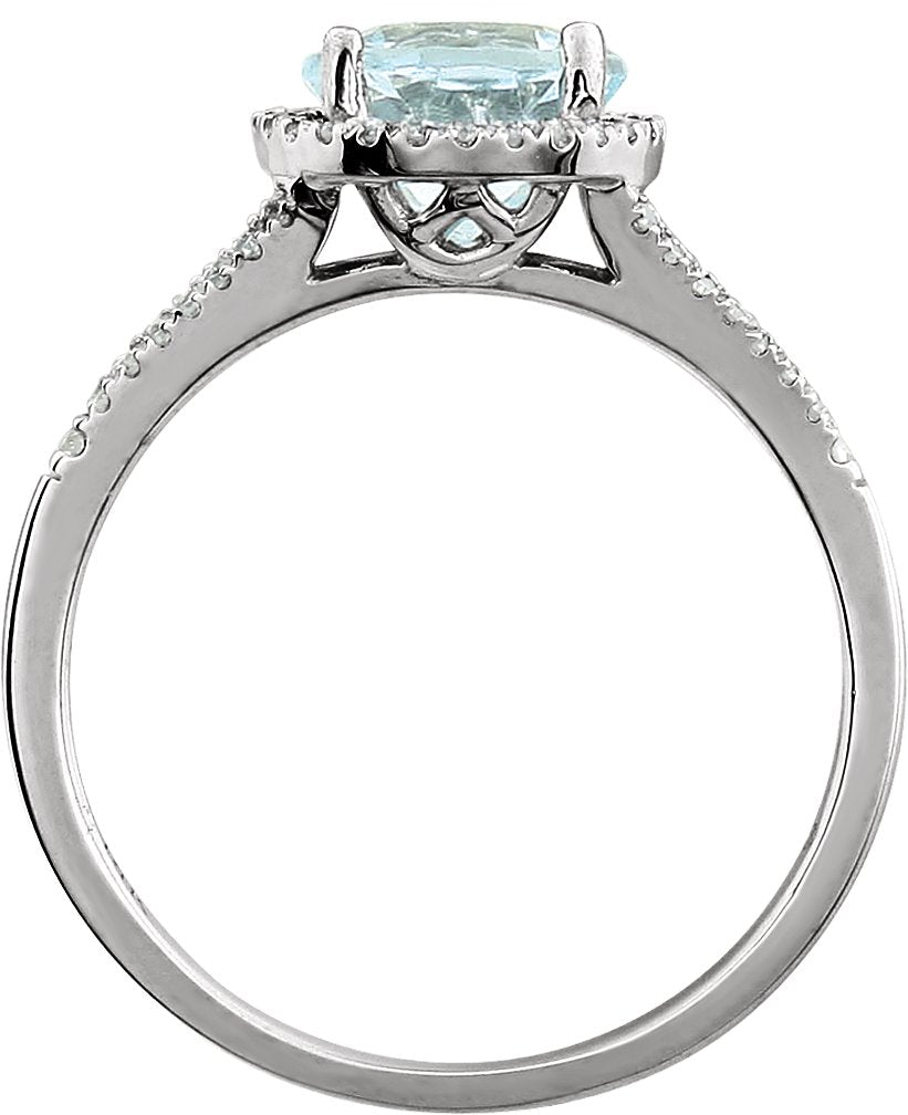 14K White Aquamarine & 1/5 CTW Diamond Ring