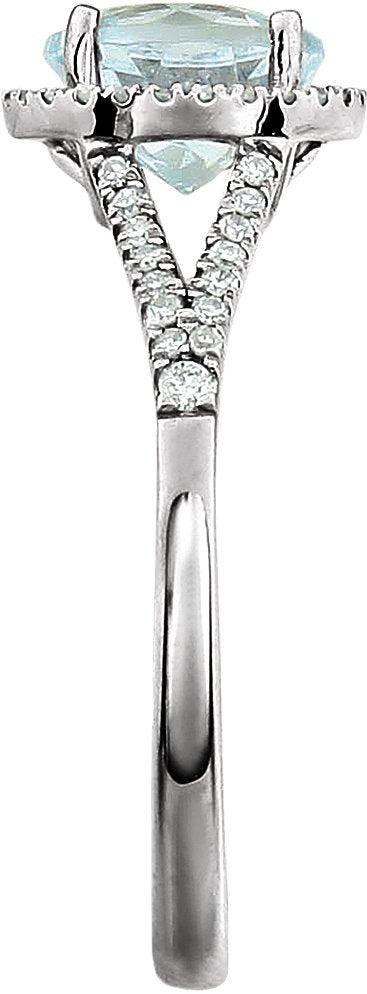 14K White Aquamarine & 1/5 CTW Diamond Ring