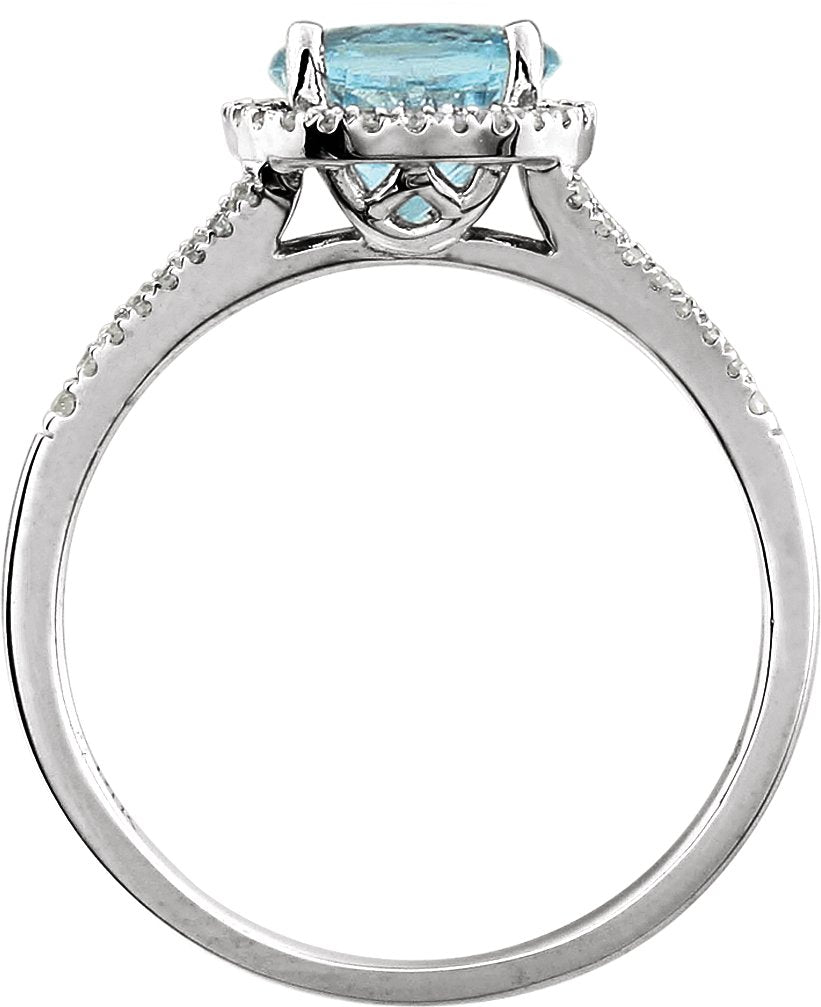 14K White Sky Blue Topaz & 1/5 CTW Diamond Ring