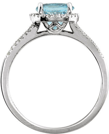 14K White Sky Blue Topaz & 1/5 CTW Diamond Ring