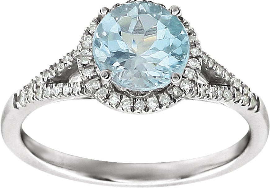 14K White Sky Blue Topaz & 1/5 CTW Diamond Ring