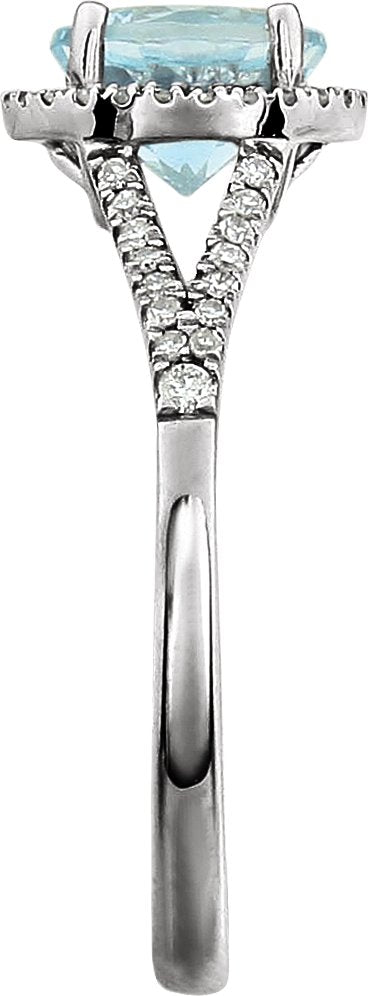14K White Sky Blue Topaz & 1/5 CTW Diamond Ring