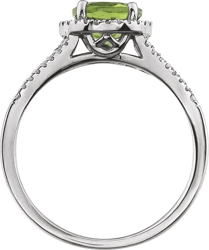 14K White Peridot & 1/5 CTW Diamond Ring