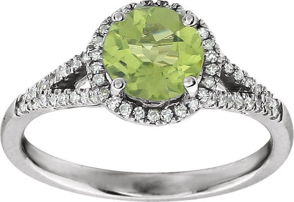 14K White Peridot & 1/5 CTW Diamond Ring