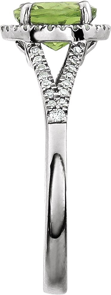 14K White Peridot & 1/5 CTW Diamond Ring