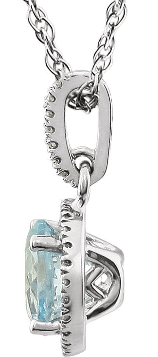 14K White Sky Blue Topaz & 1/10 CTW Diamond 18 Necklace
