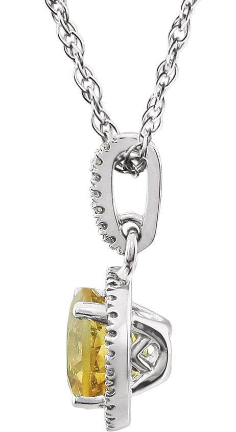 14K White Citrine & 1/10 CTW Diamond 18 Necklace