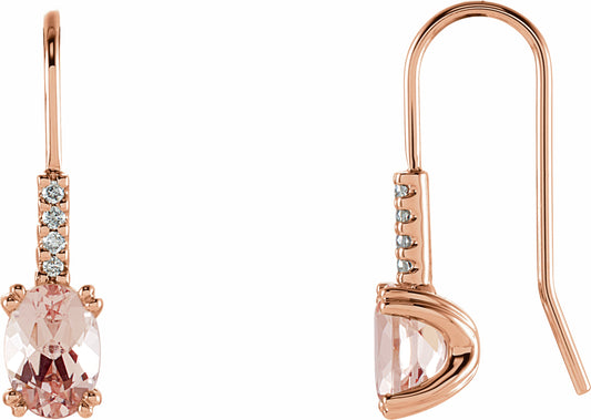 14K Rose Morganite & .05 CTW Diamond Earrings