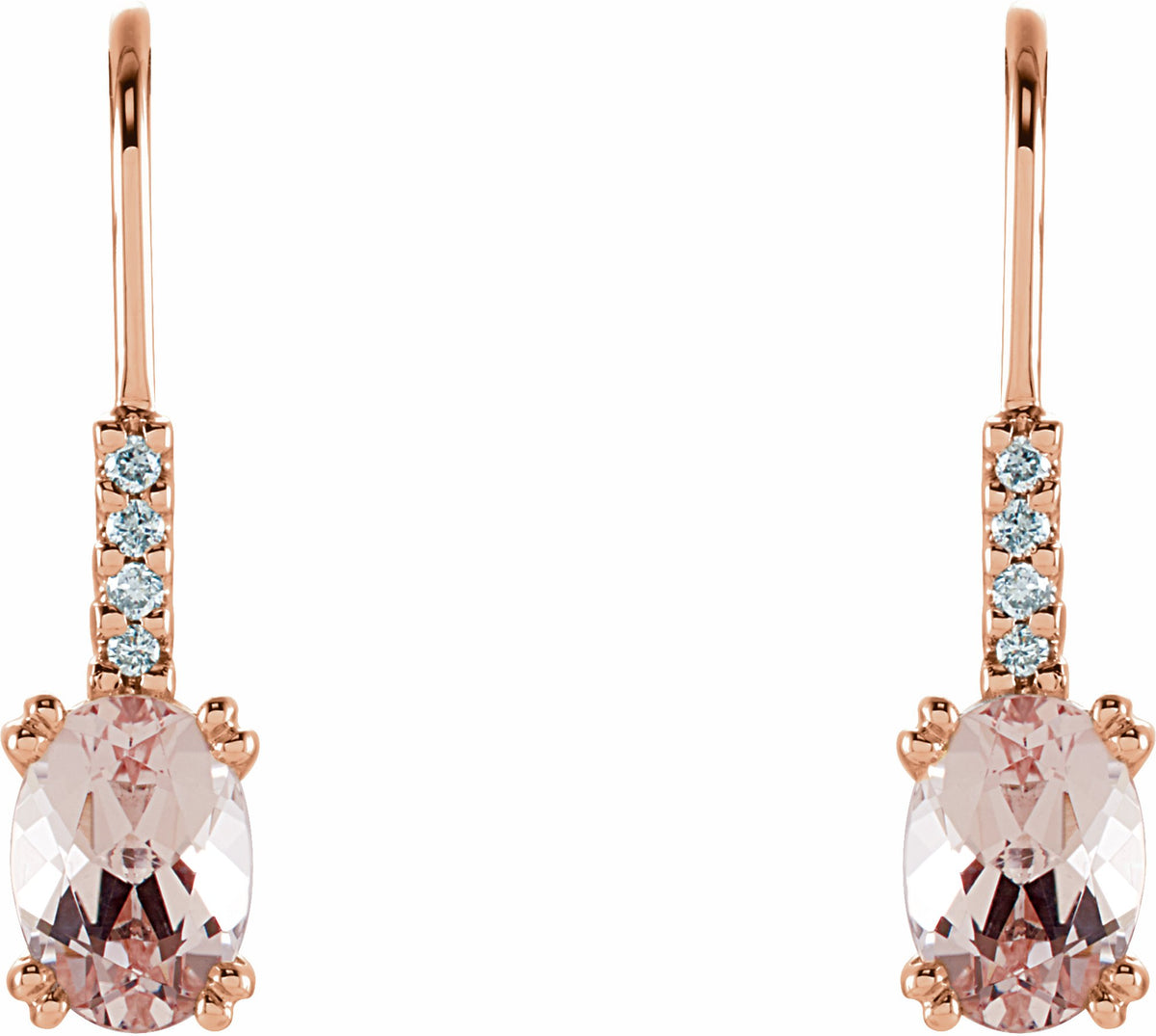 14K Rose Morganite & .05 CTW Diamond Earrings
