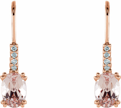 14K Rose Morganite & .05 CTW Diamond Earrings