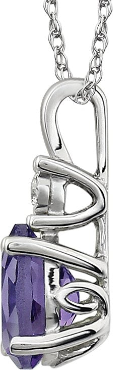 14K White Amethyst & .02 CTW Diamond 18 Necklace