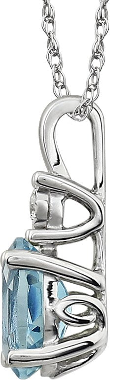 14K White Sky Blue Topaz & .02 CTW Diamond 18 Necklace