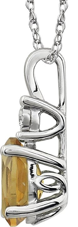 14K White Citrine & .02 CTW Diamond 18 Necklace
