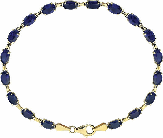14K Yellow Lab-Grown Blue Sapphire 7.25 Bracelet