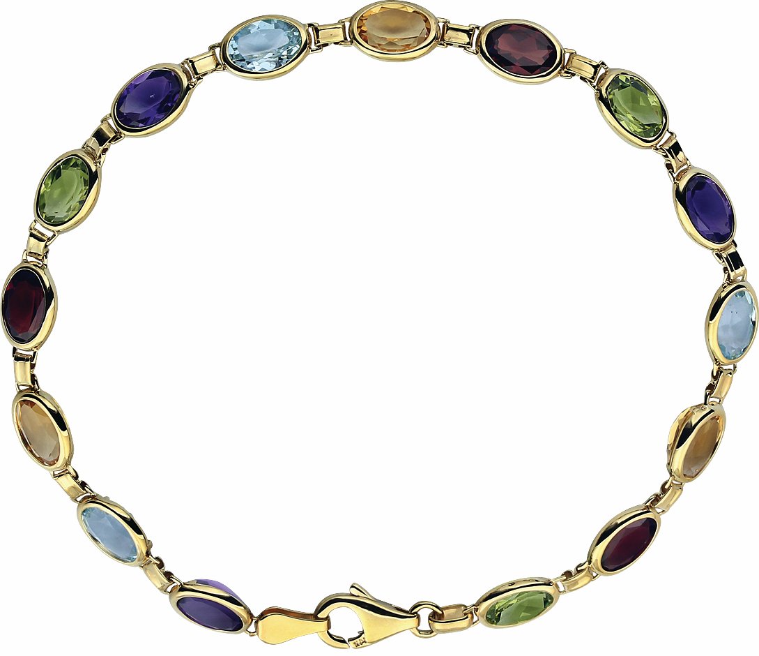 14K Yellow Multi-Gemstone Line 7 Bracelet
