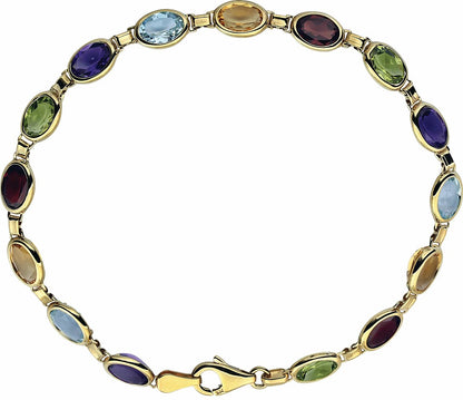 14K Yellow Multi-Gemstone Line 7 Bracelet