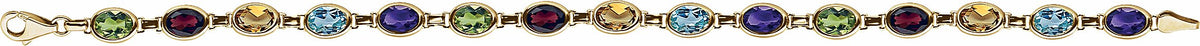 14K Yellow Multi-Gemstone Line 7 Bracelet
