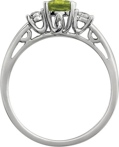 14K White Peridot & .04 CTW Diamond Ring