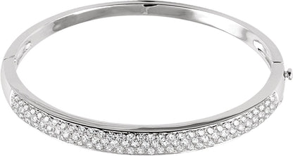 14K White 3 CTW Diamond Pave' Bangle 7 Bracelet