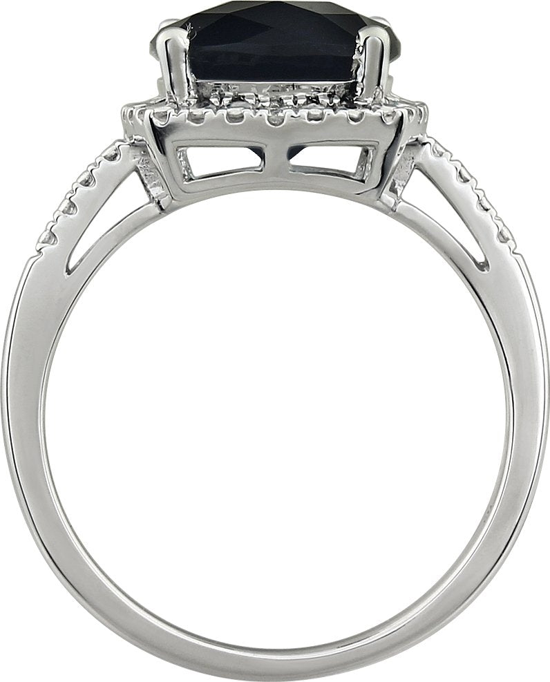 14K White Onyx & .03 CTW Diamond Ring