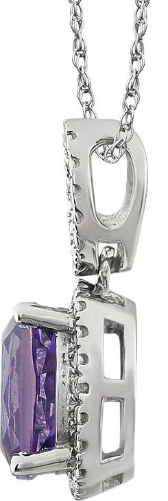 14K White Amethyst & .03 CTW Diamond 18 Necklace