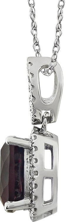 14K White Mozambique Garnet & .03 CTW Diamond 18 Necklace