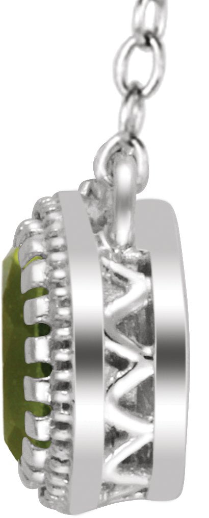 14K White Peridot August 18 Birthstone Necklace